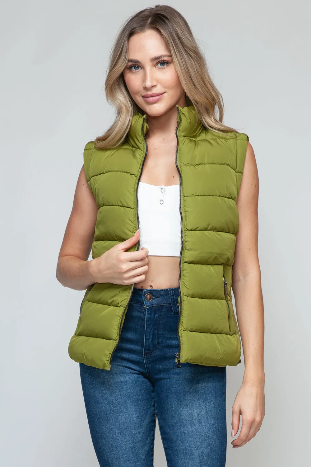 Snobbish Zip Up Turtleneck Vest with Pockets