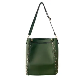 Studded Shoulder Tote Bag Green