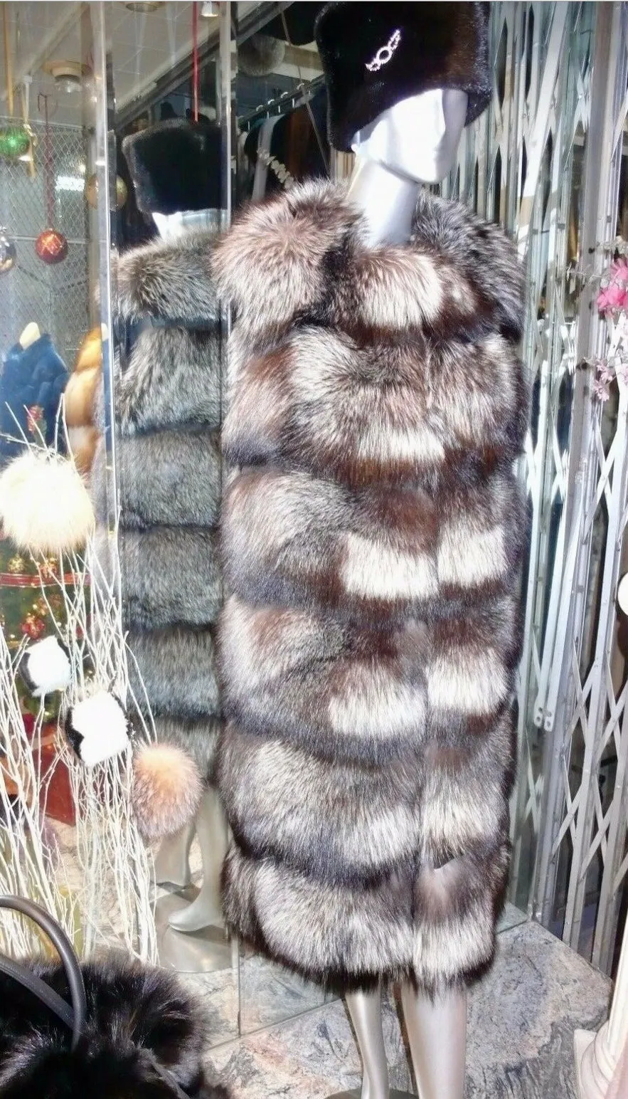 SUPERIOR Quality Silver Fox Fur Long Vest Saga Select Fur