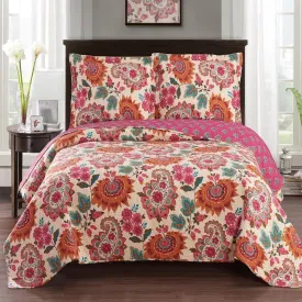 Tamiya Floral Pattern lightweight Oversized Quilted Coverlet Set