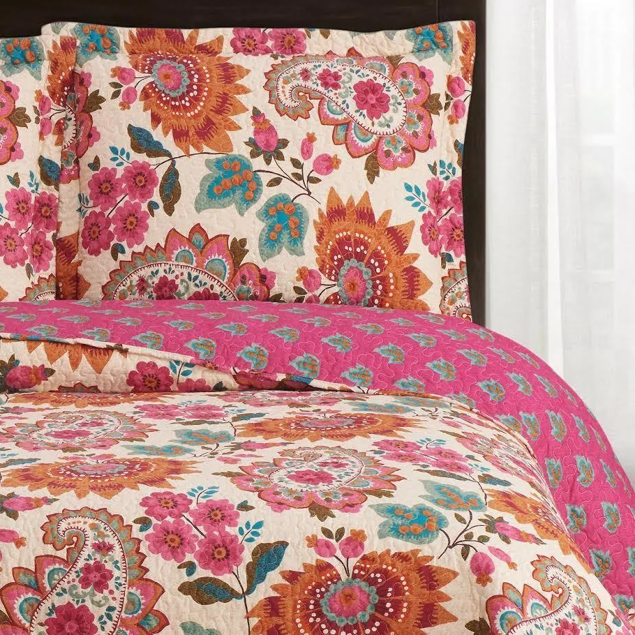 Tamiya Floral Pattern lightweight Oversized Quilted Coverlet Set