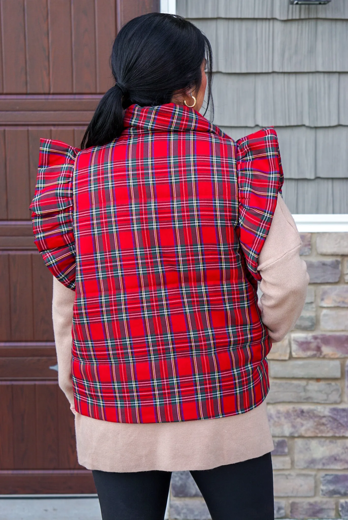 Winter Perfection Red Plaid Vest