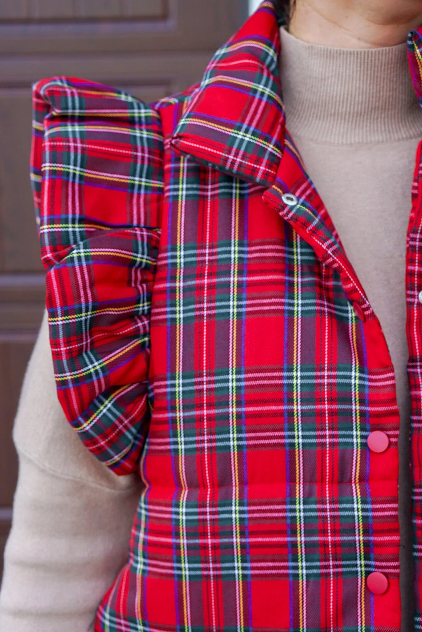 Winter Perfection Red Plaid Vest