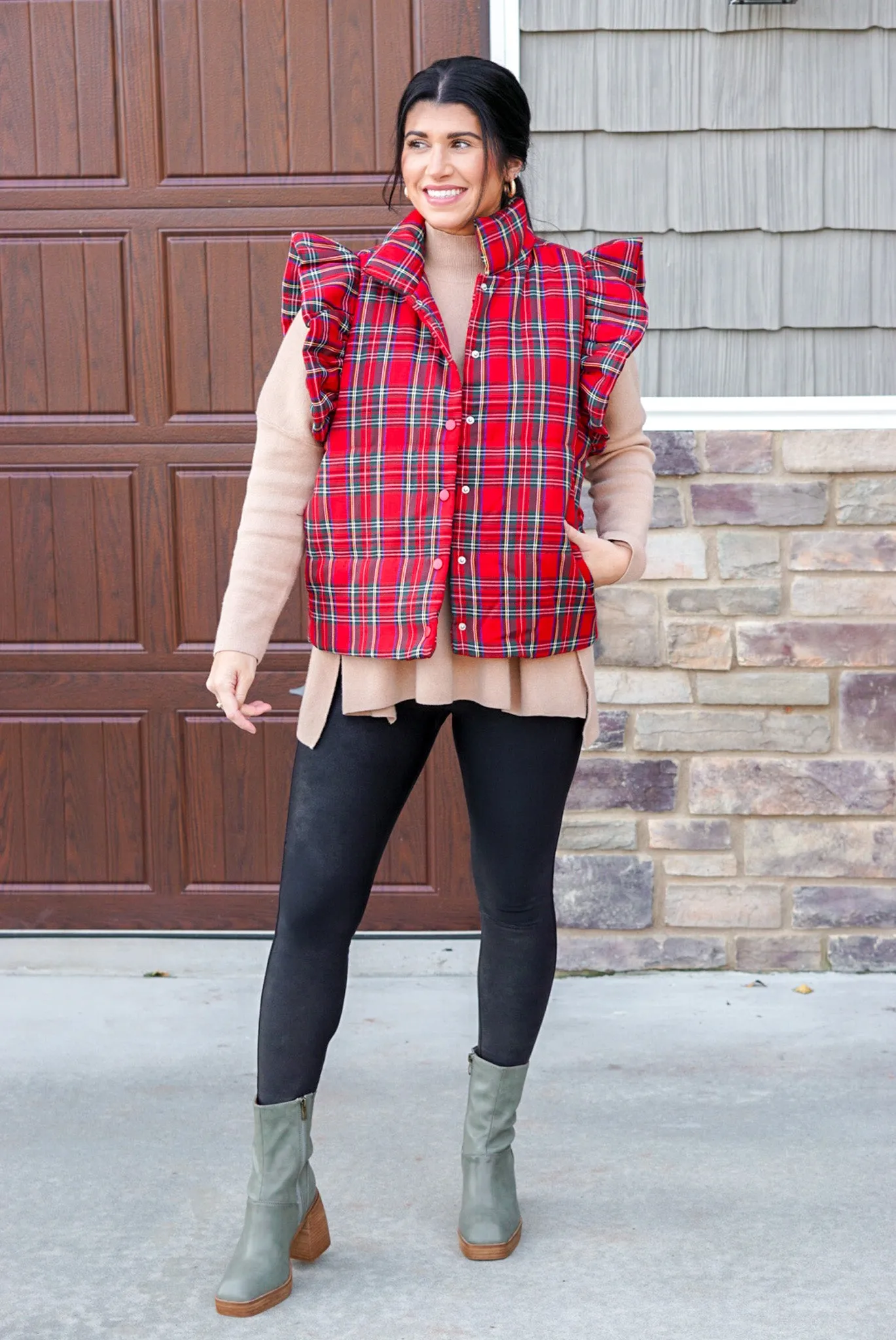 Winter Perfection Red Plaid Vest