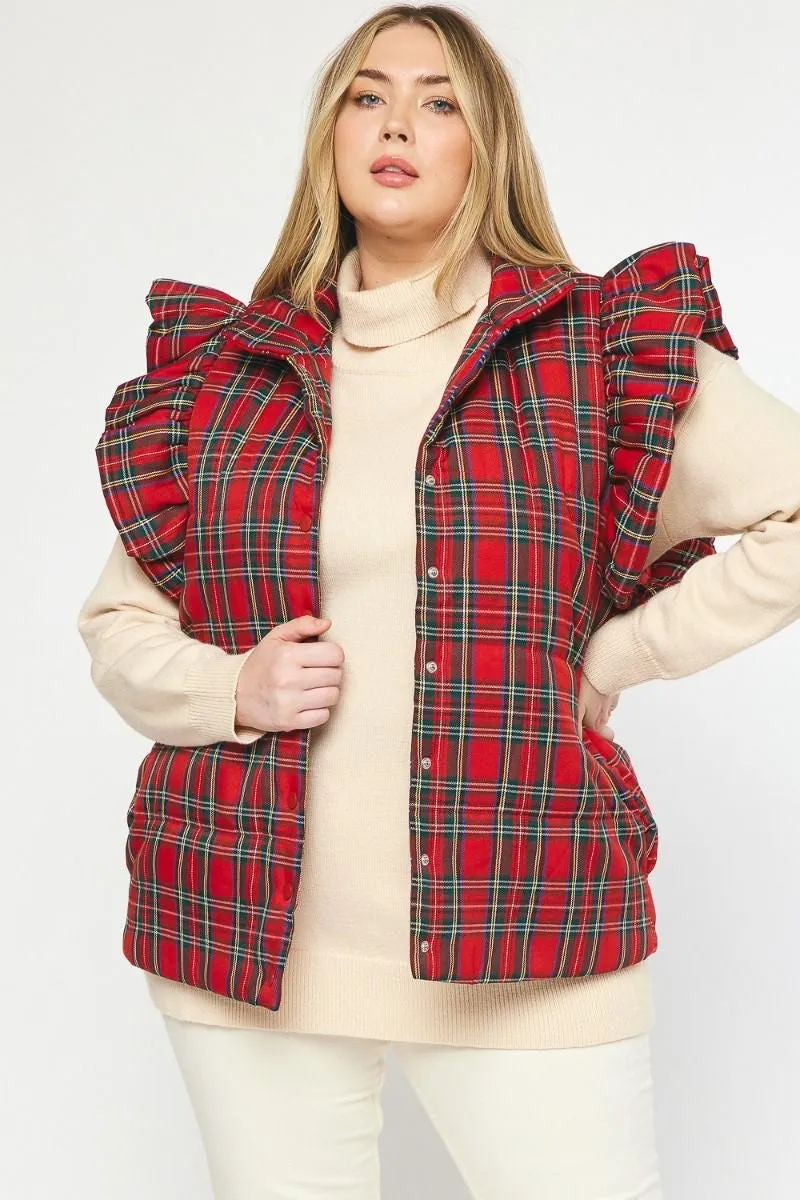 Winter Perfection Red Plaid Vest