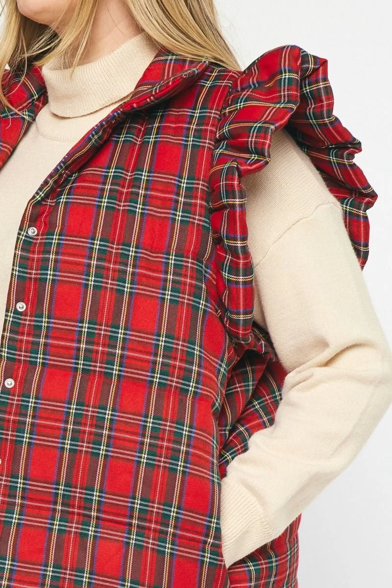 Winter Perfection Red Plaid Vest