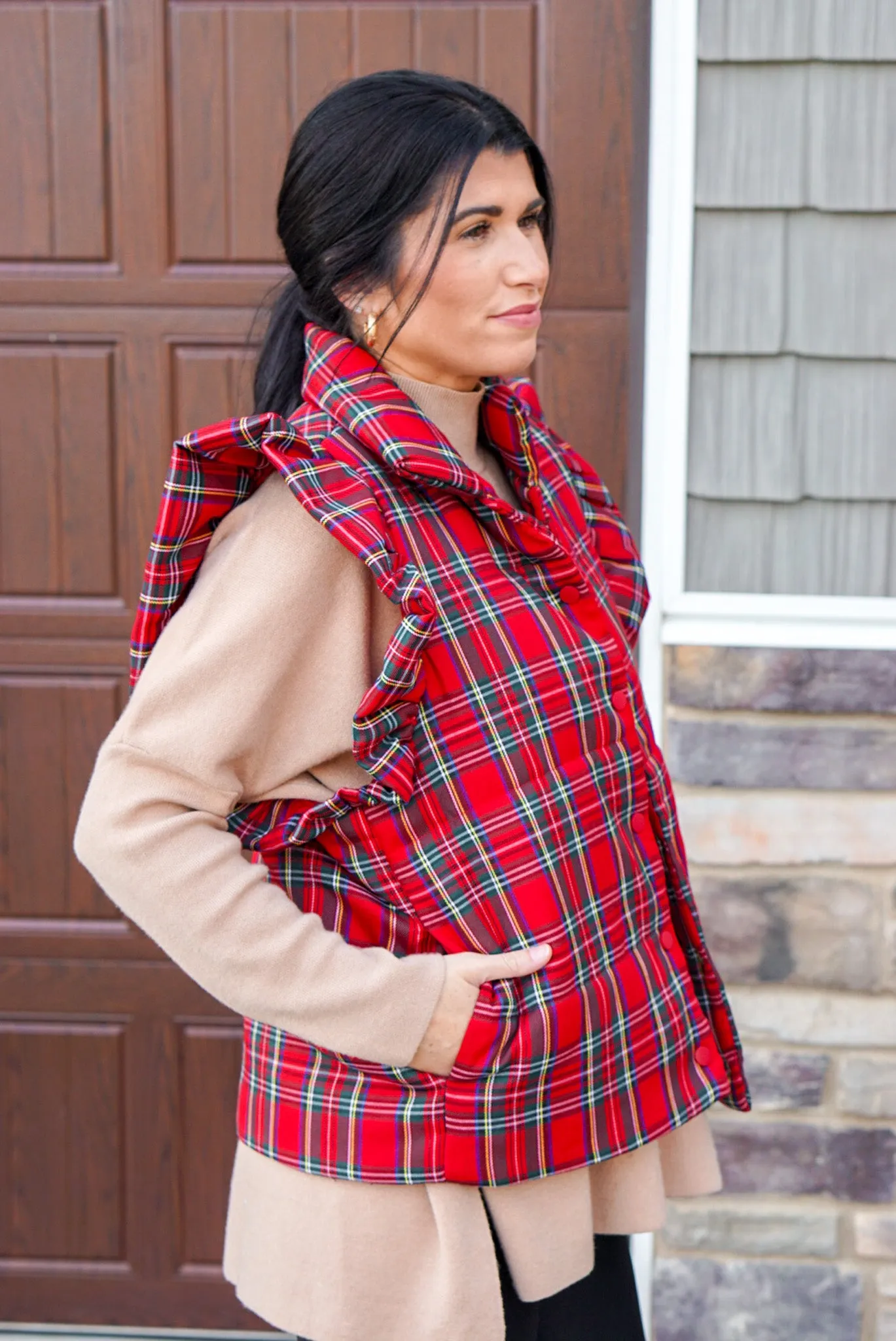 Winter Perfection Red Plaid Vest