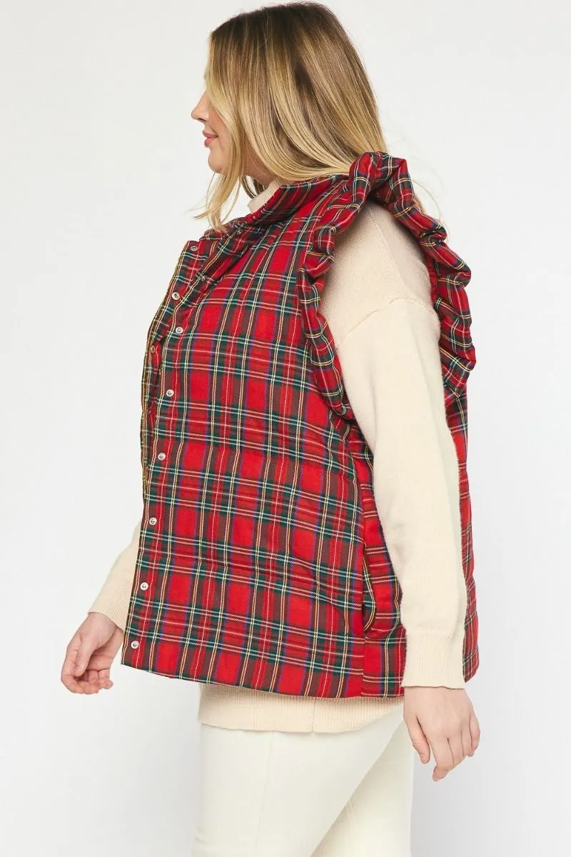 Winter Perfection Red Plaid Vest