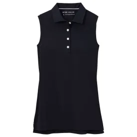 Womens Sleeveless Banded Button Polo Black - 2024