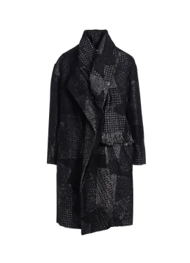 WOOL COTTON RANDOM HOUNDSTOOTH JQ SCARF COAT