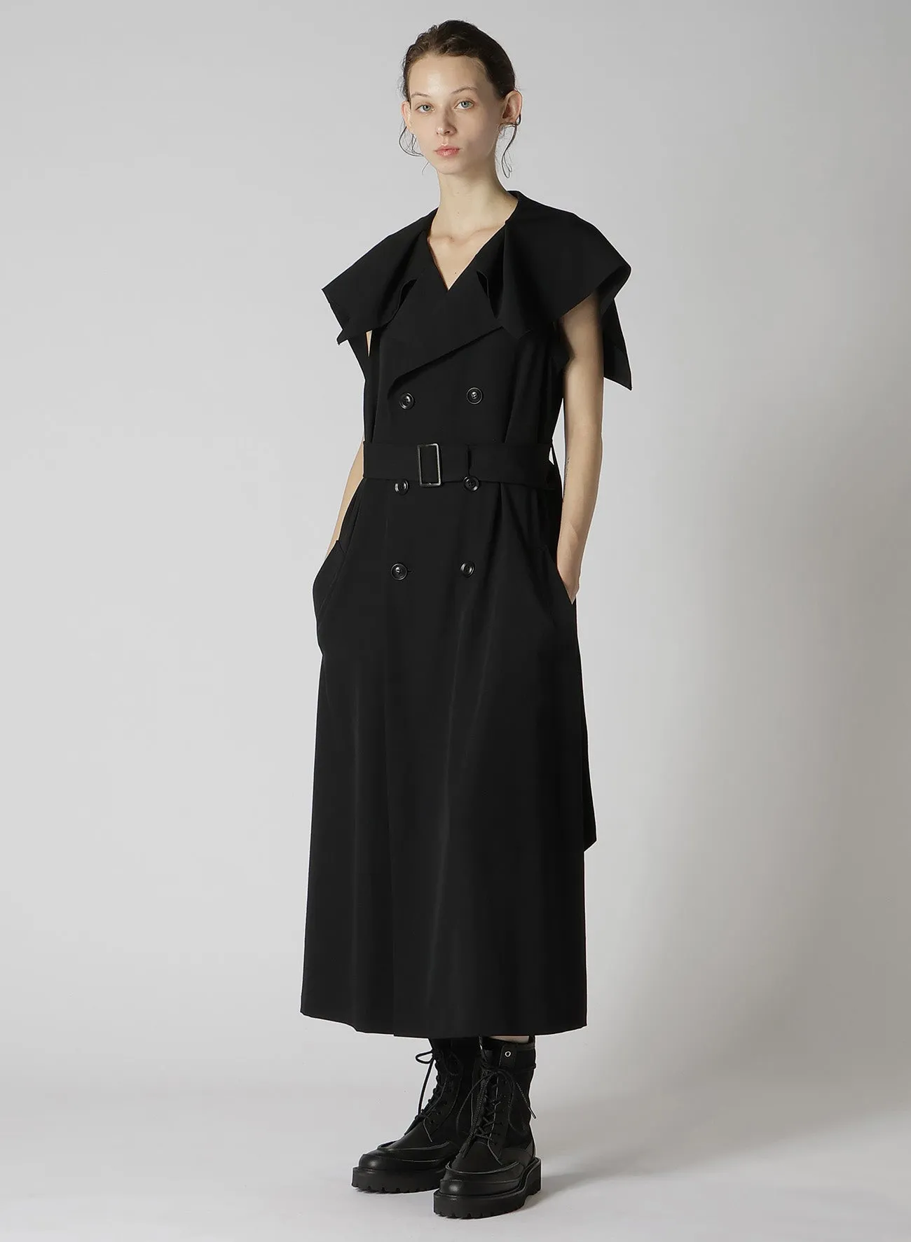 WOOL GABARDINE SAILOR COLLAR COAT